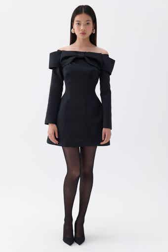 Bardot Nadene Long Sleeve Off the Shoulder Velvet Minidress Bardot Nadene Long Sleeve Off the Shoulder Velvet Minidress