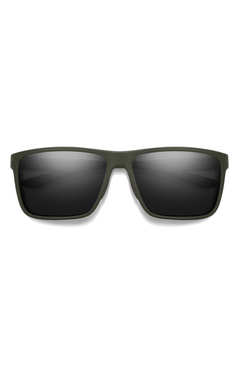 Smith Riptide 61mm ChromaPop<sup>™</sup> Polarized Sport Square Sunglasses, Main, color, Matte Moss / Chromapop Black