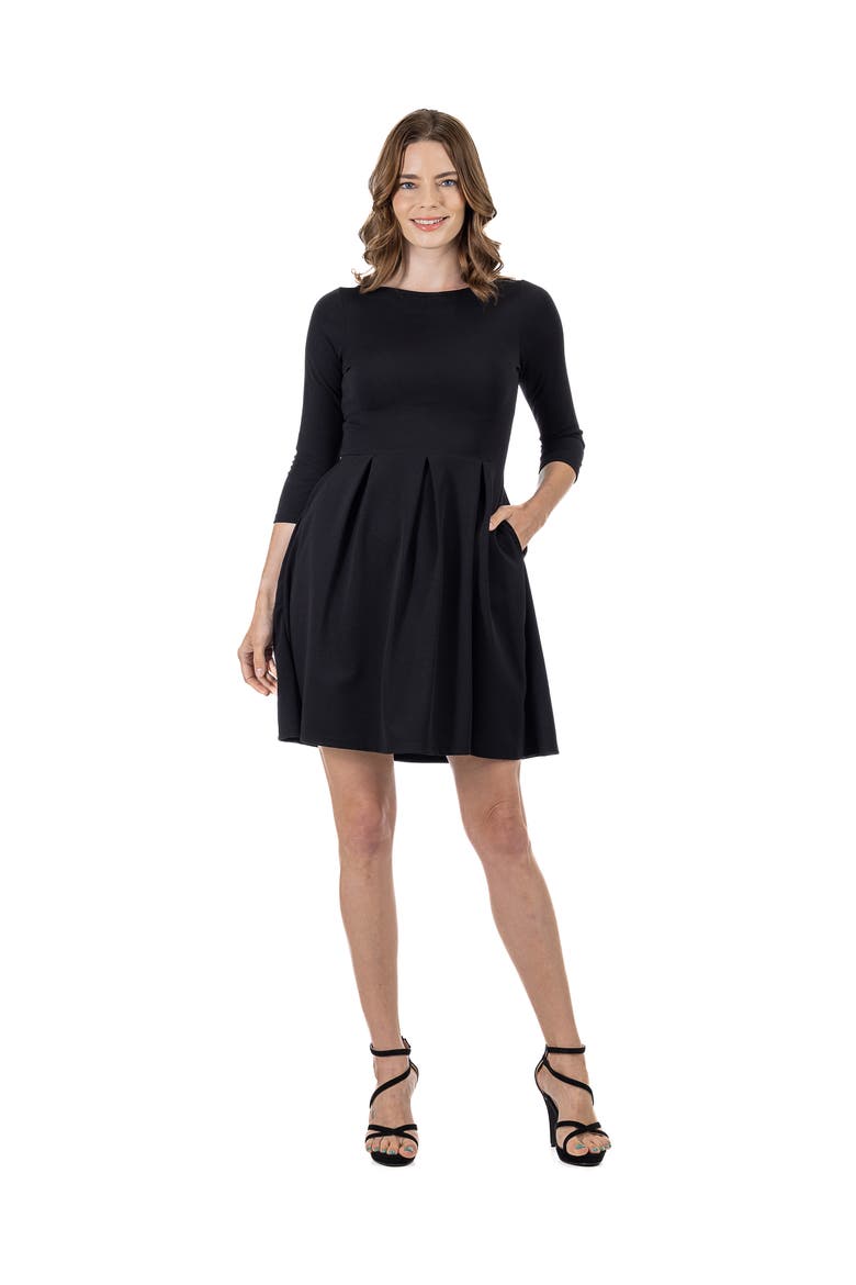 Perfect Fit and Flare Pocket Dress, Main, color, Black
