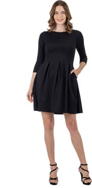 24seven Comfort Apparel Perfect Fit and Flare Pocket Dress