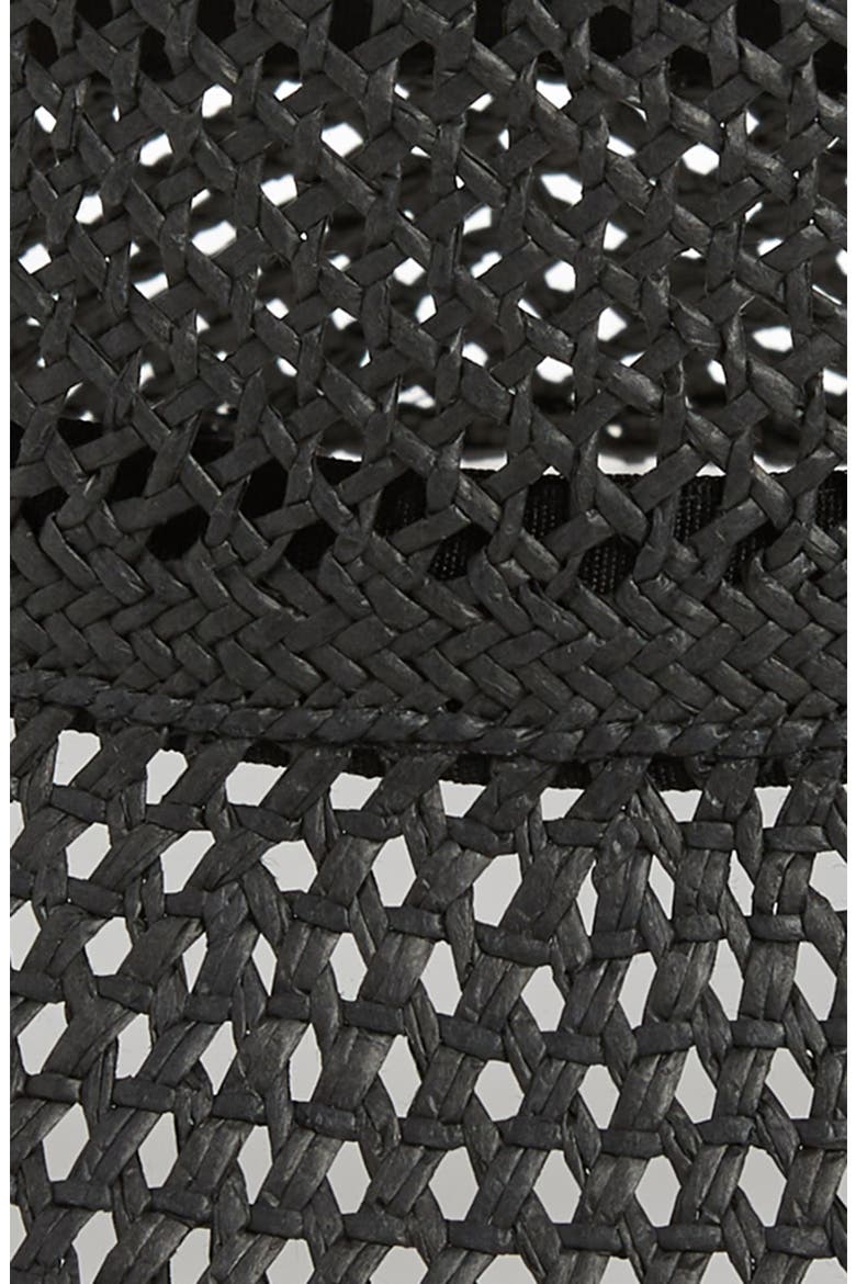 Open Weave Straw Bucket Hat, Alternate, color, BLACK