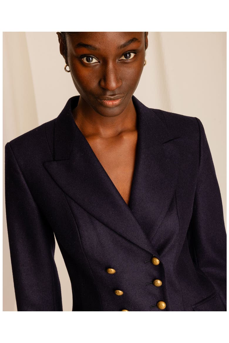 Laureen Classic Double-Breasted Wool Jacket, Alternate, color, BLUE