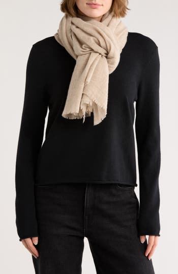 Vince Wool & Cashmere Frayed Scarf In Neutral