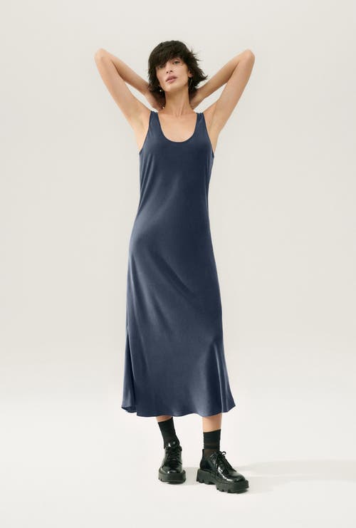 Silk Laundry Scoop Neck Dress Midnight In Midnight