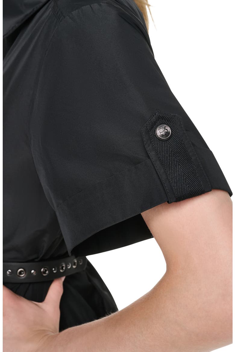 Zip Front Taffeta Shirtdress, Alternate, color, BLACK