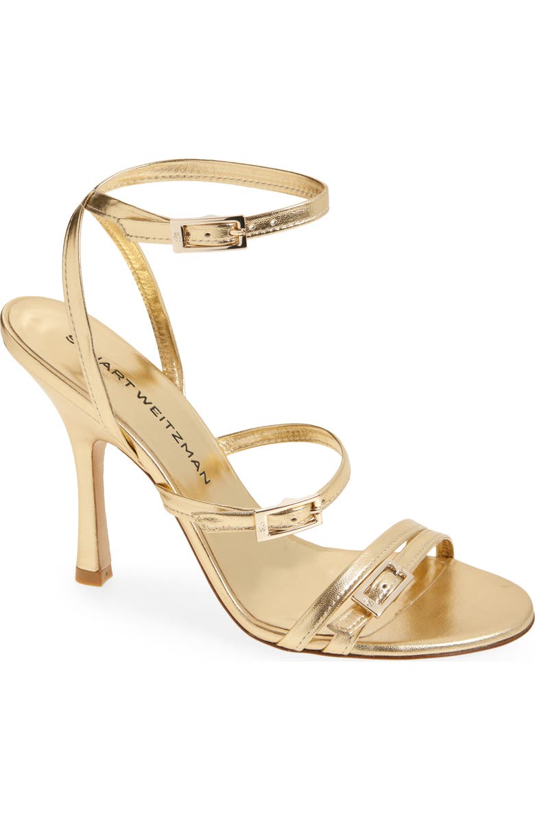 Stuart Weitzman Georgie Ankle Strap Sandal, Main, color, Golden