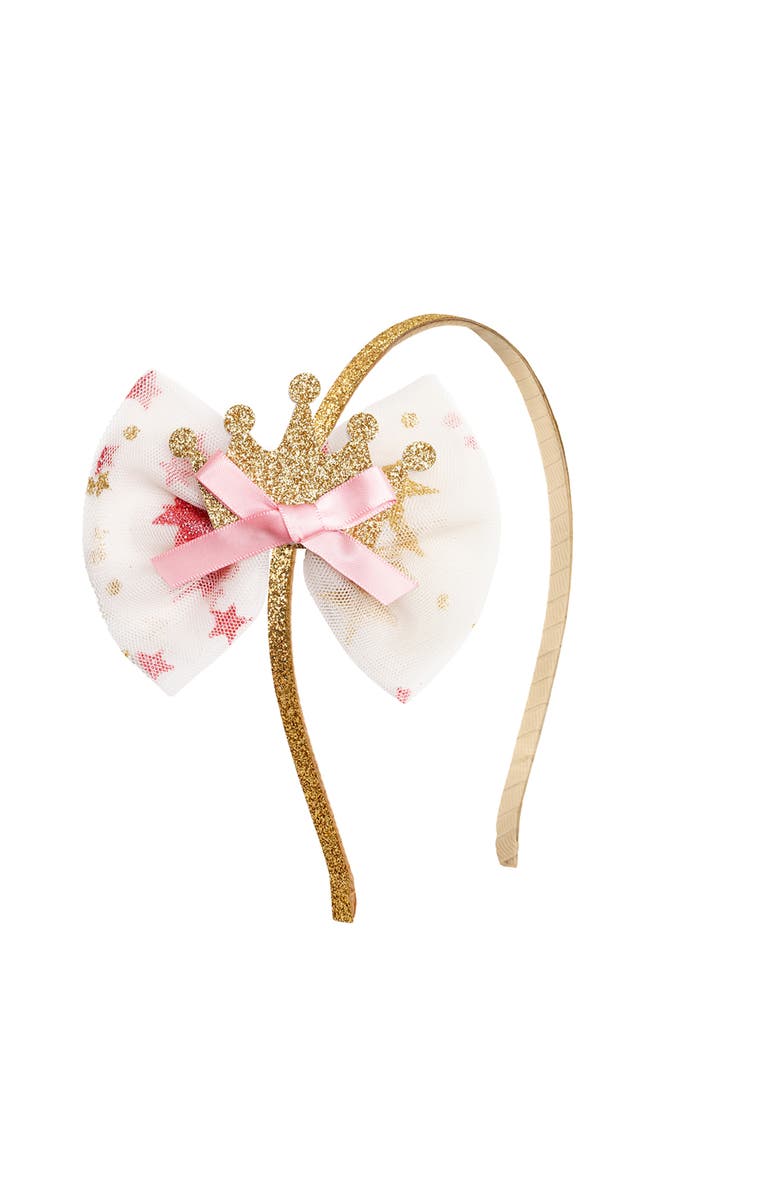 Sweet Wink Princess Crown Tulle Bow Headband, Main, color, Multicolor