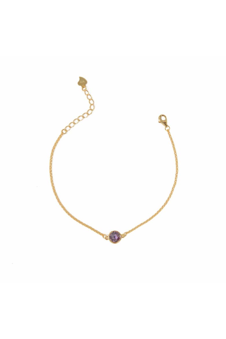 Amethyst glow 18k gold plated sterling silver stackable bracelet, Main, color, Purple