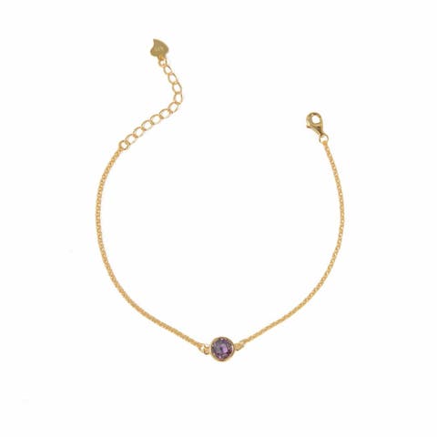 Amethyst glow 18k gold plated sterling silver stackable bracelet