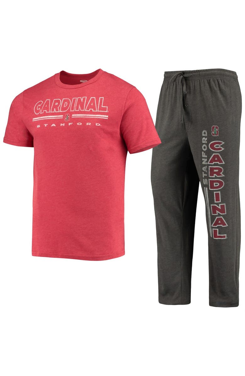 CONCEPTS SPORT Men's Concepts Sport Heathered Charcoal/Cardinal Stanford Cardinal Meter T-Shirt & Pants Sleep Set, Alternate, color, Heather Charcoal