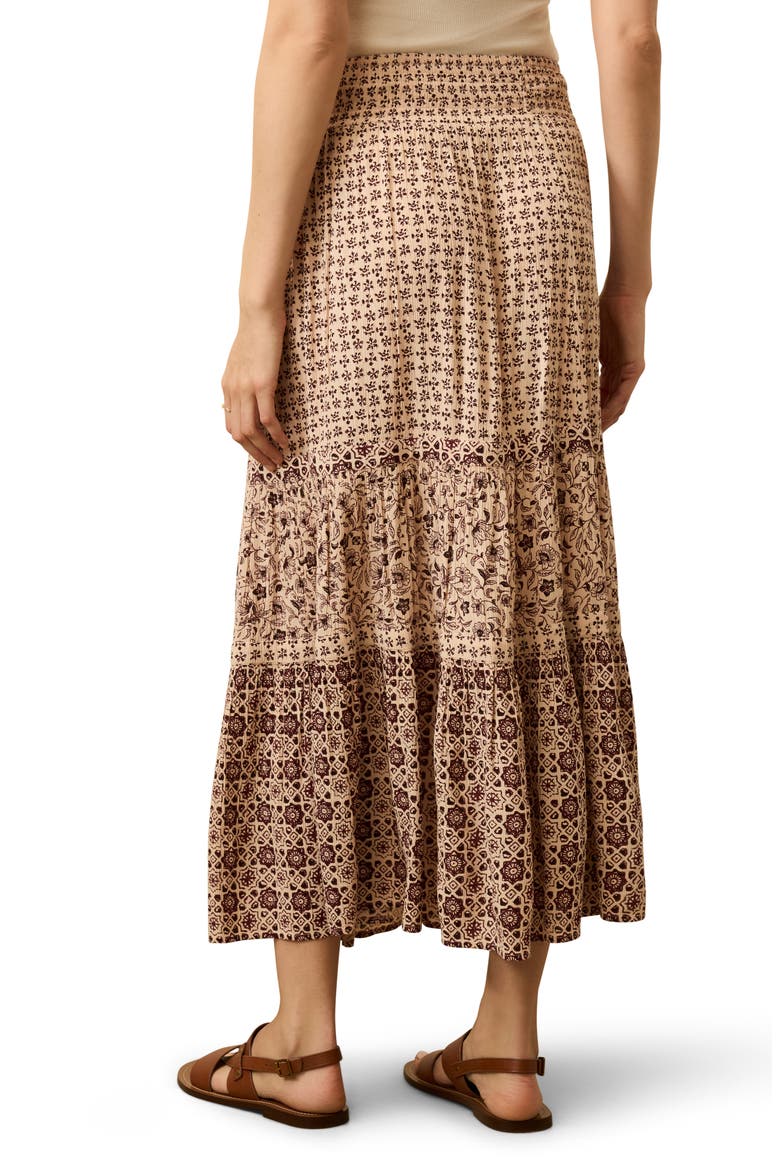 Woodstock Floral Print Tiered Maxi Skirt, Alternate, color, SUNRISE AZULEJOS MIXED PRINT