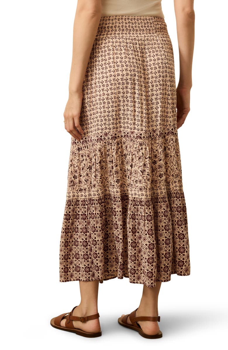 Faherty Woodstock Floral Print Tiered Maxi Skirt, Alternate, color, Sunrise Azulejos Mixed Print