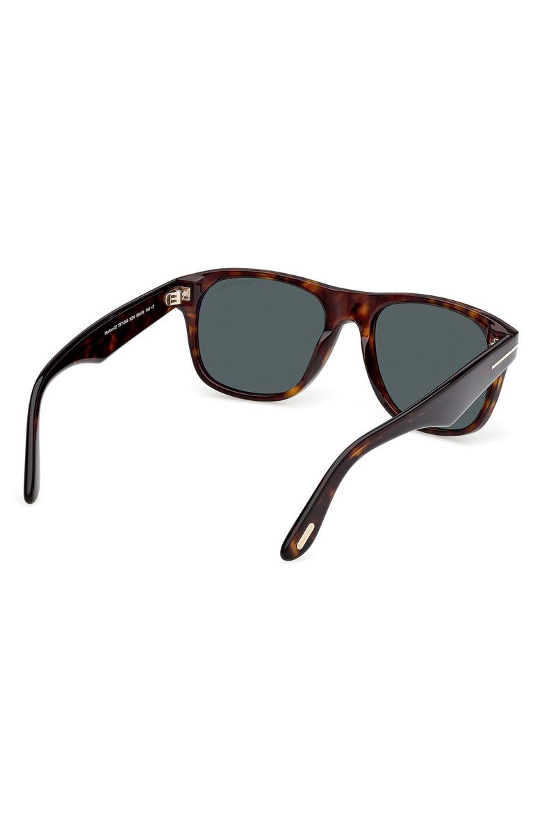 TOM FORD Marlon 55mm Square Sunglasses, Alternate, color, Dark Havana/ Green Lenses