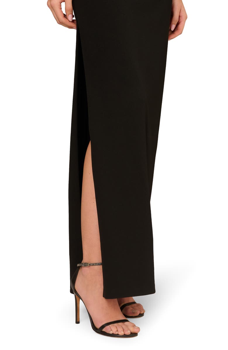 Aidan Mattox by Adrianna Papell Beaded Floral Detail One-Shoulder Column Gown, Alternate, color, Black