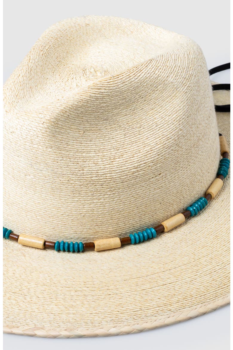 Roxy  Handwoven Straw Sun Hat - Bohemian Summer Fedora, Alternate, color, Natural / Turquoise