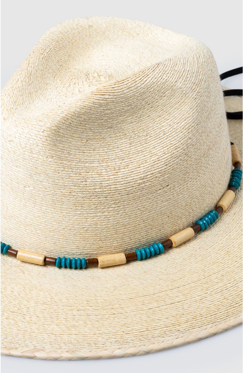 Manela Roxy  Handwoven Straw Sun Hat - Bohemian Summer Fedora, Alternate, color, Natural / Turquoise