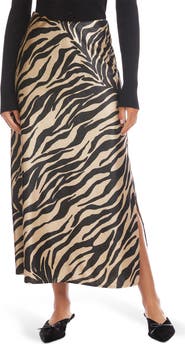 FIFTEEN TWENTY Evy Zebra Print Bias Cut Skirt