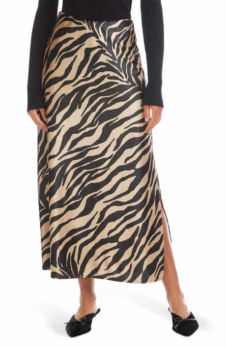 Evy Zebra Print Bias Cut Skirt