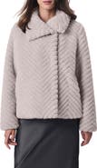 Bernardo Chevron Quilted Faux Fur Jacket