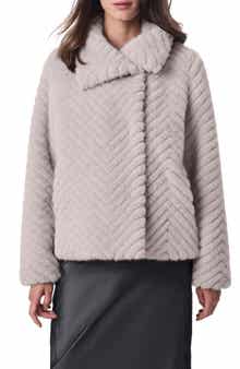 Bernardo Chevron Quilted Faux Fur Jacket