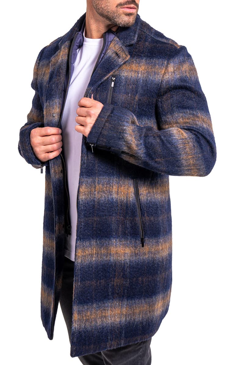 Maceoo Ascension0003 Black Brushed Cotton Blend Peacoat with Dickey, Alternate, color, Black