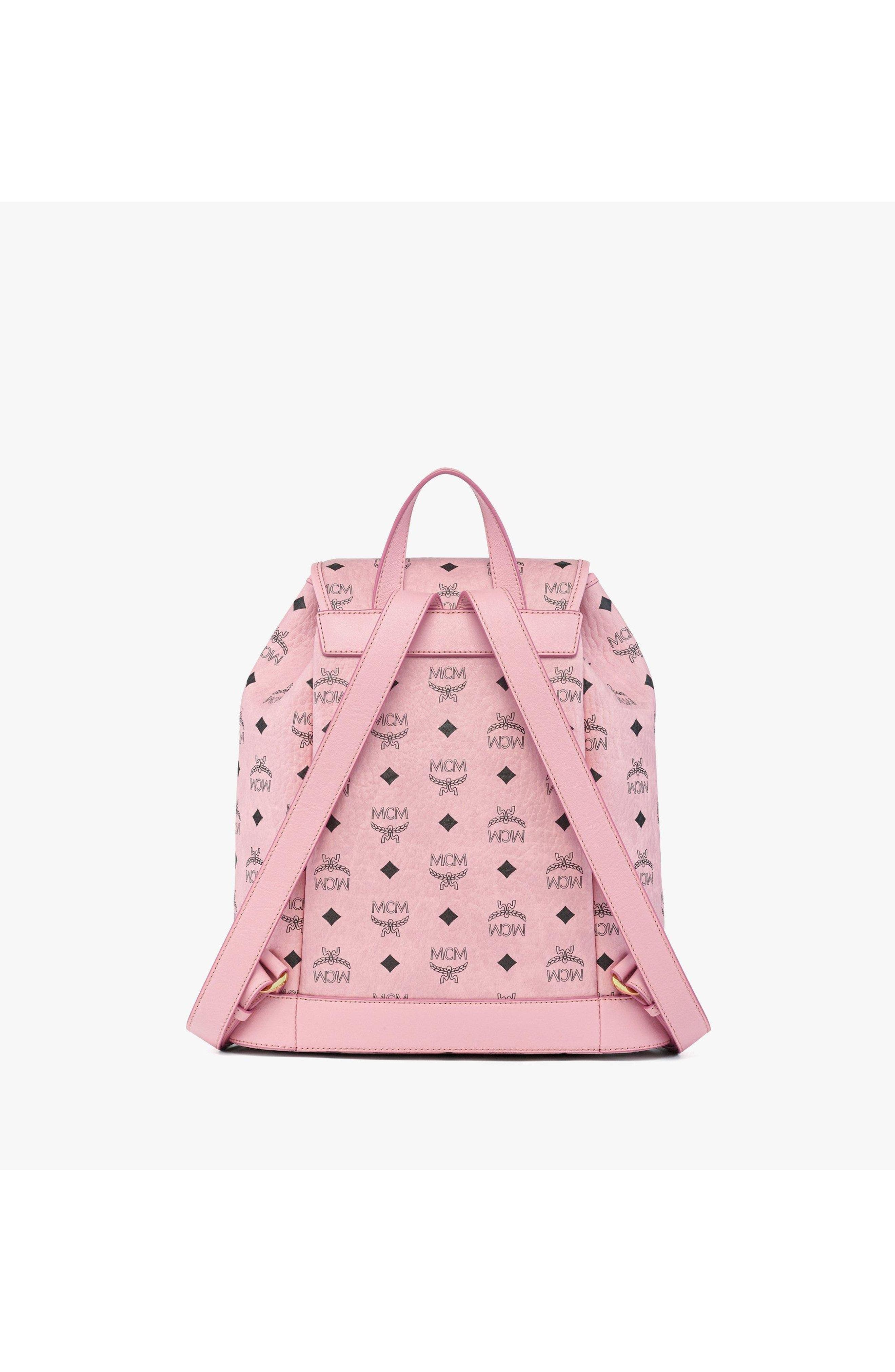 Small Aren Drawstring Backpack in Visetos, Alternate, color, Soft Pink