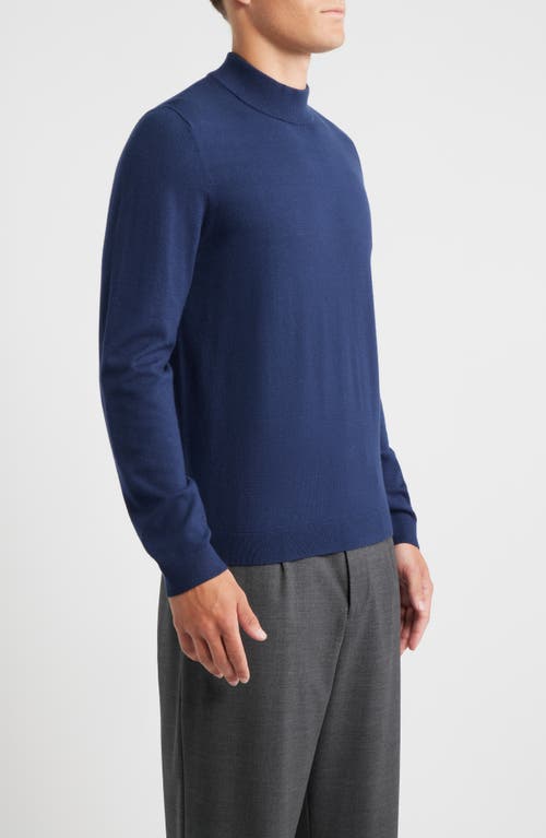 Open Edit Solid Mock Neck Sweater In Blue