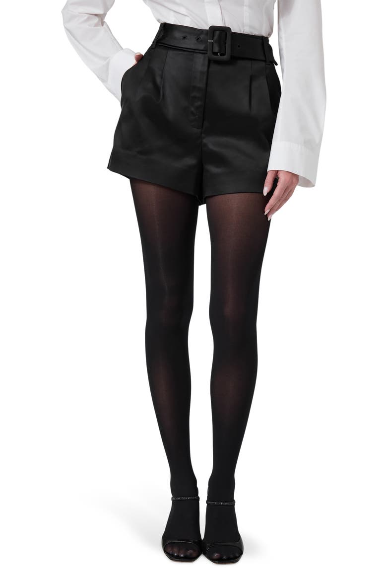 Maggie Satin High Waist Shorts, Main, color, JBLACK-BLACK