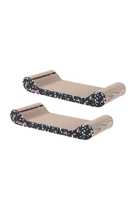 Rini 23.75" Modern Cardboard Lounge Bed Cat Scratcher with Built-In Bell Toys and Catnip (Set of 2)