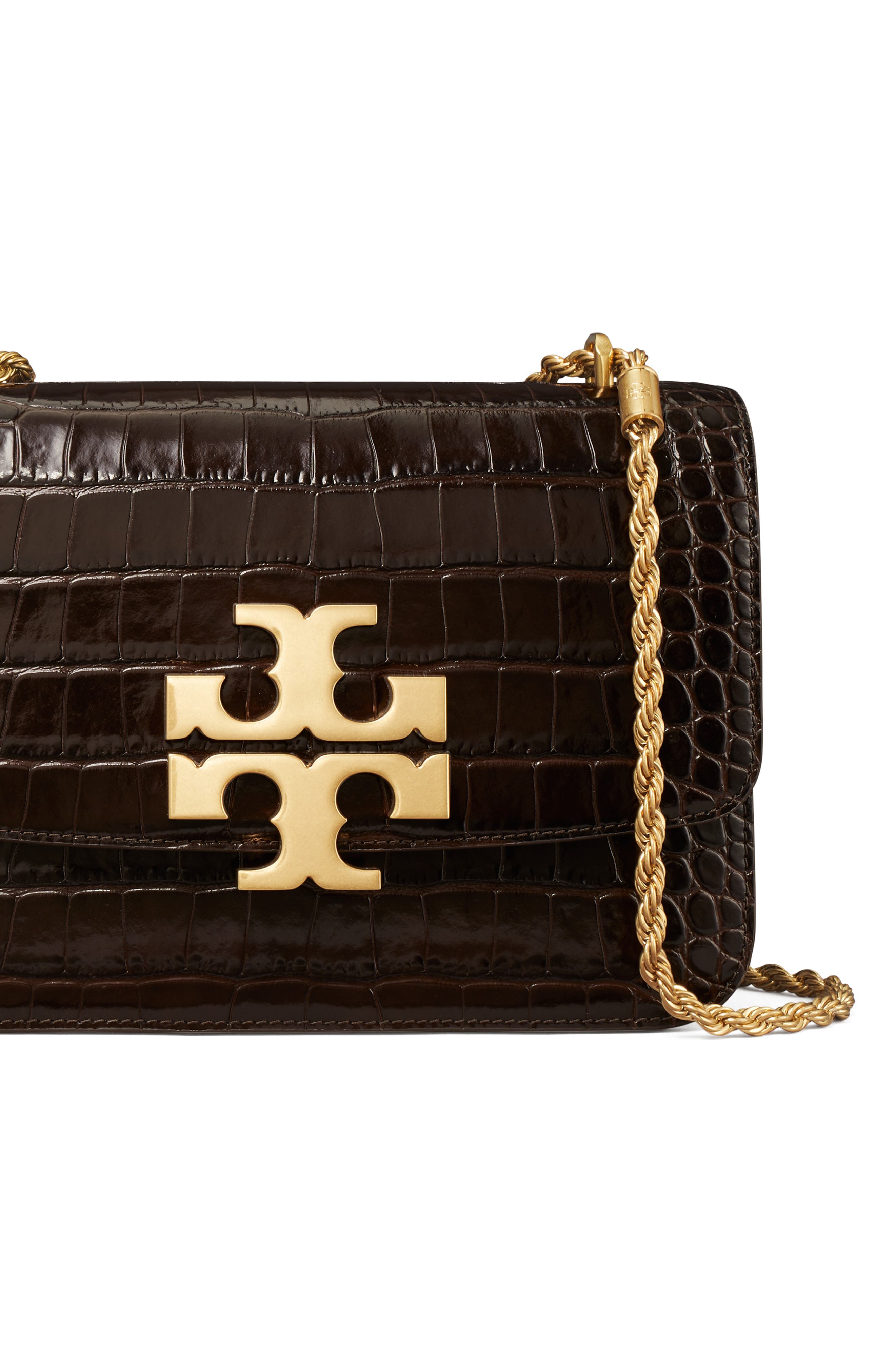 Tory Burch Eleanor Convertible Croc Embossed Leather Shoulder Bag, Alternate, color, 