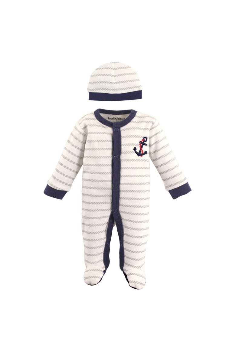 Preemie Cotton Sleep & Play Outfit with Hat, Main, color, Anchor