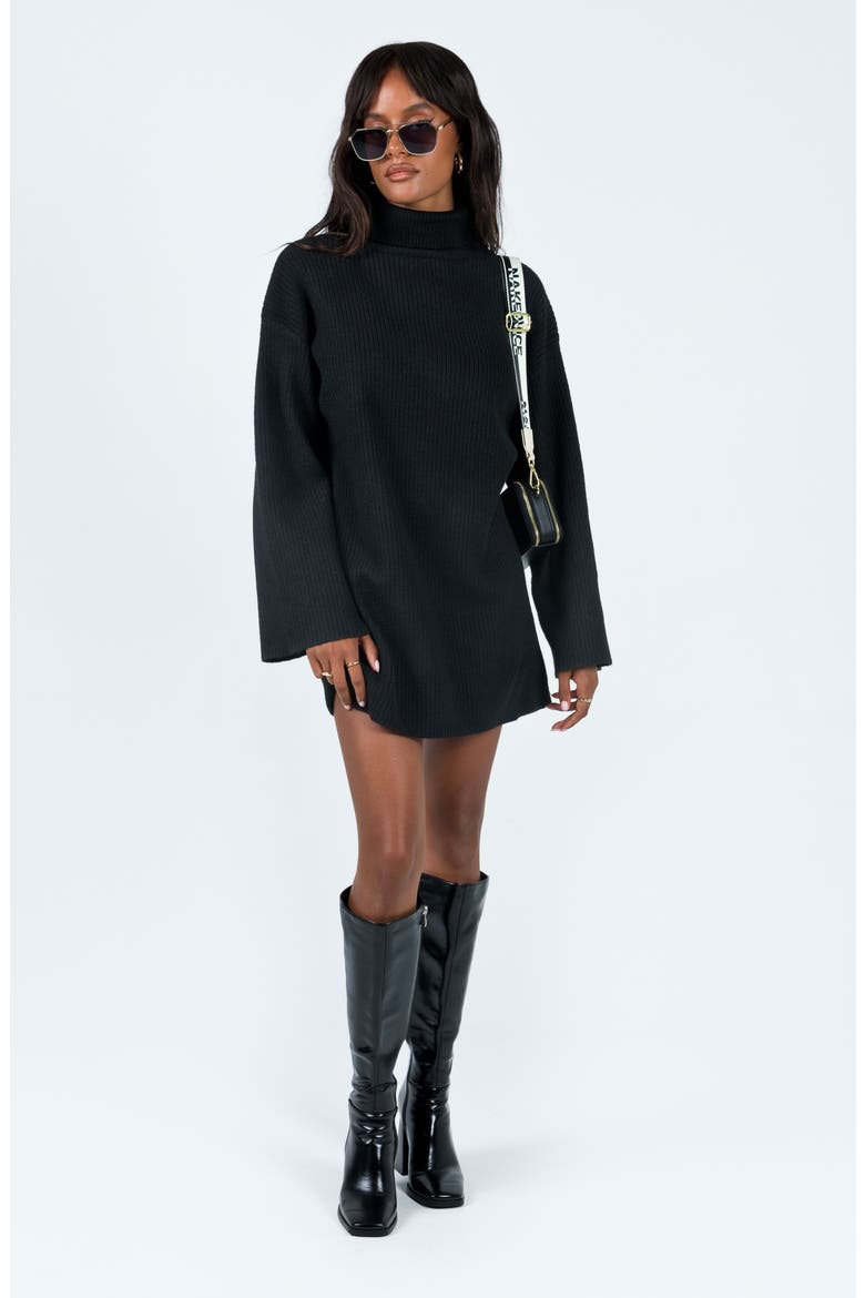 Sonelle Rib Turtleneck Long Sleeve Sweater Minidress, Alternate, color, BLACK