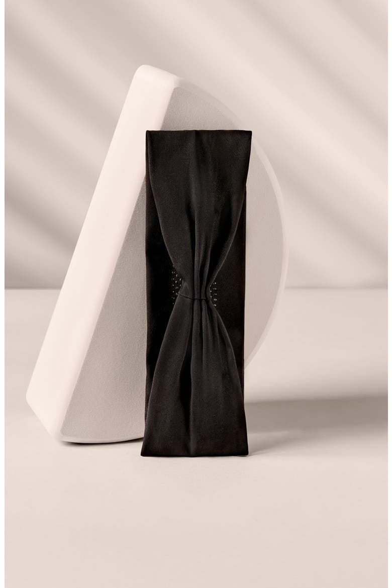 Lotus Pleated Headband, Alternate, color, BLACK