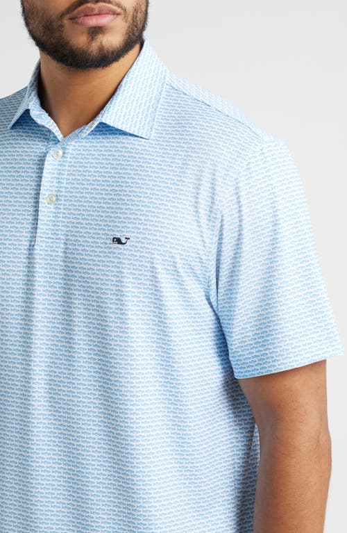 Vineyard Vines Fish Print Sankaty Performance Polo In Bonefish Jake Blue