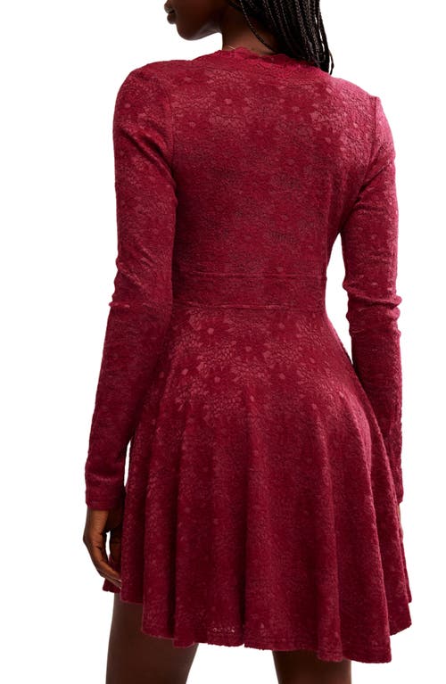 Shop Free People All Yours Lace Long Sleeve Minidress In Red Plum