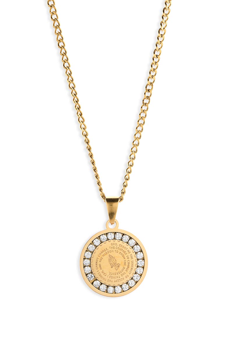 Prayer Pendant Necklace, Main, color, GOLD
