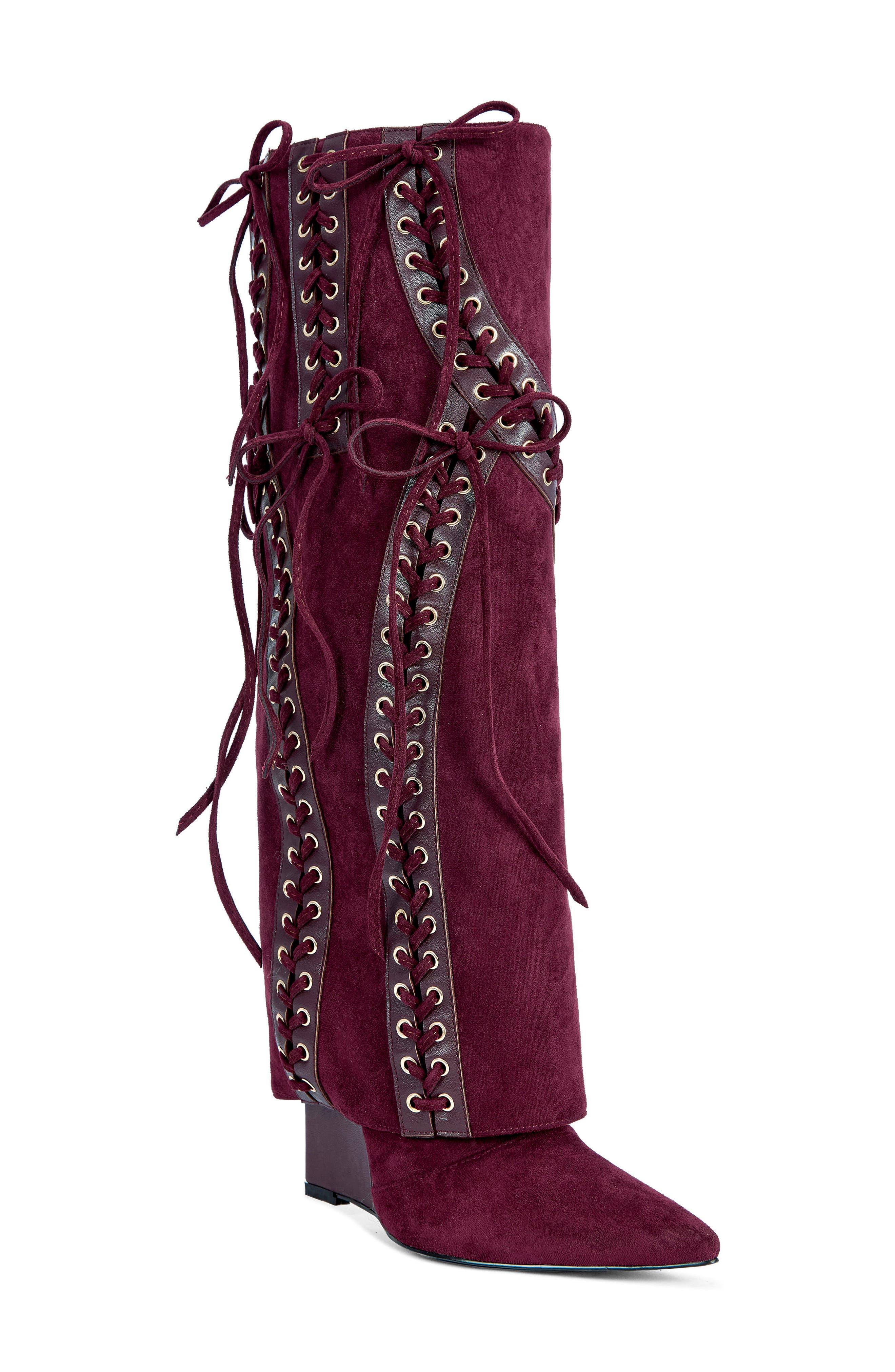 Mantegna Pointed Toe Wedge Boot, Main, color, PLUM