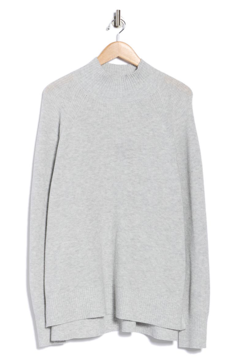 Mock Neck Raglan Sleeve Sweater, Alternate, color, GREY LIGHT HEATHER
