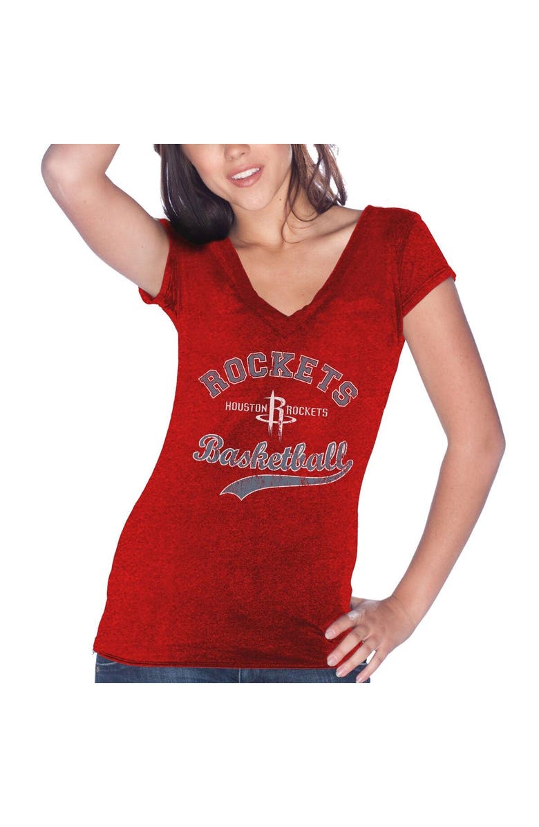 Majestic Threads Women's Majestic Threads James Harden Red Houston Rockets Name & Number Tri-Blend T-Shirt, Alternate, color,
