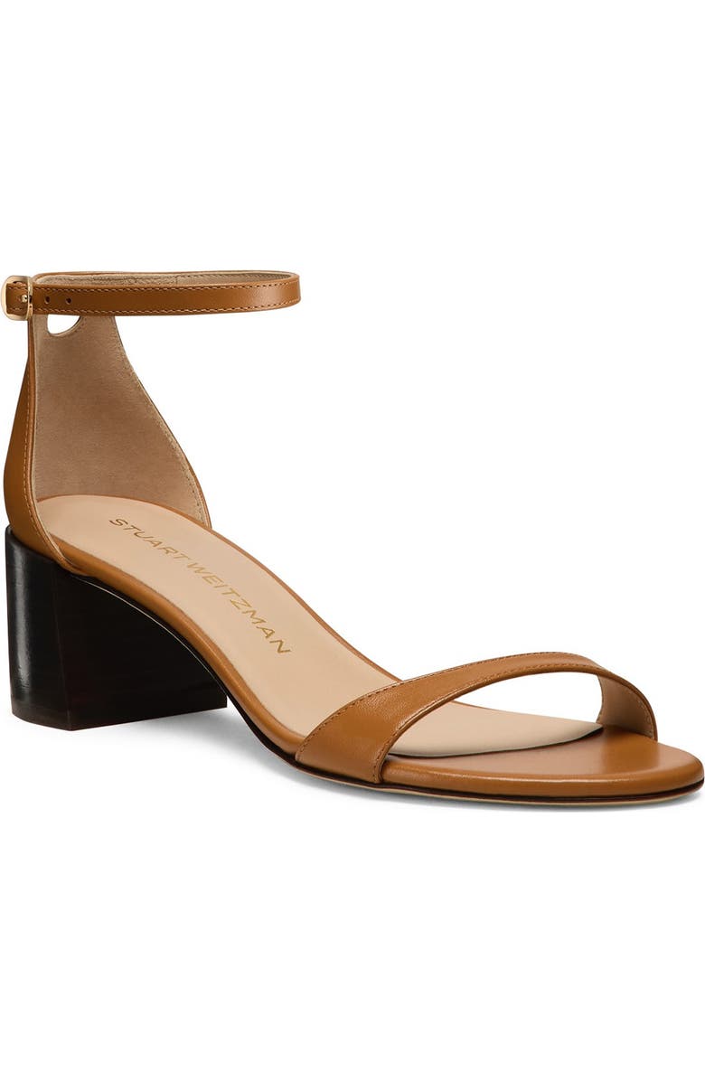 Stuart Weitzman Nudist Block Heel Sandal, Main, color, Macchiato/ Dark Brown