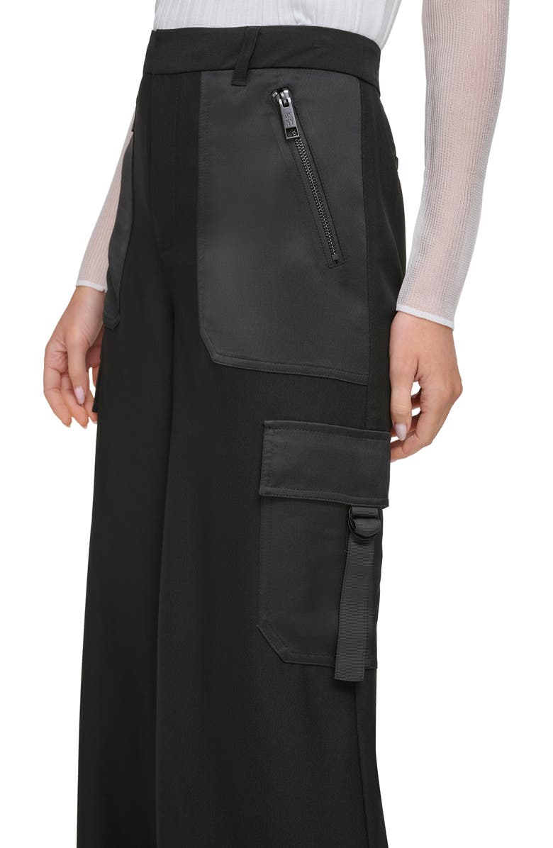 DKNY Satin Wide Leg Cargo Pants, Alternate, color,