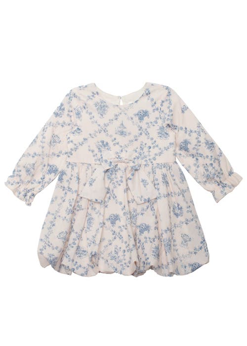Mabel + Honey Kids'  Mabel And Honey Toddler Long-sleeve Blue Toile Princess Dress With Bow. In Neutral