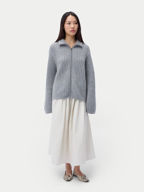 Gobi Mongolian Cashmere Chunky Cashmere Cardigan With Zipper In Blue