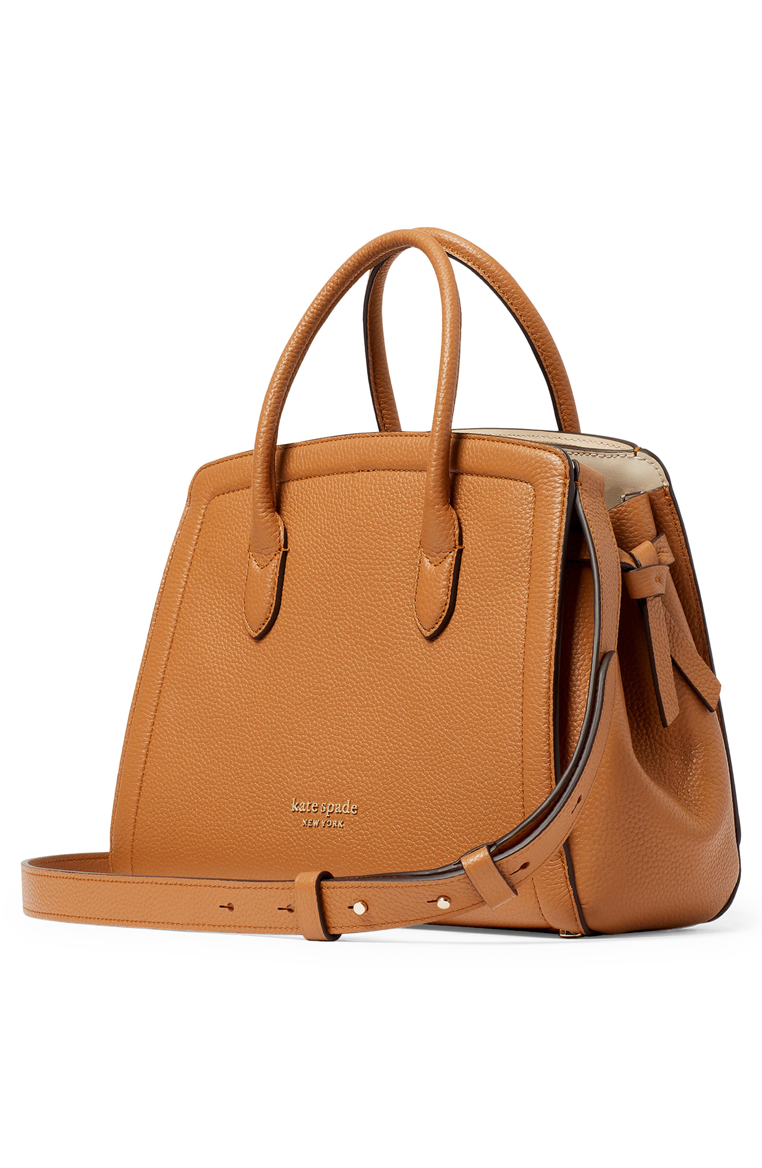 knott medium leather satchel, Alternate, color, BUNGALOW