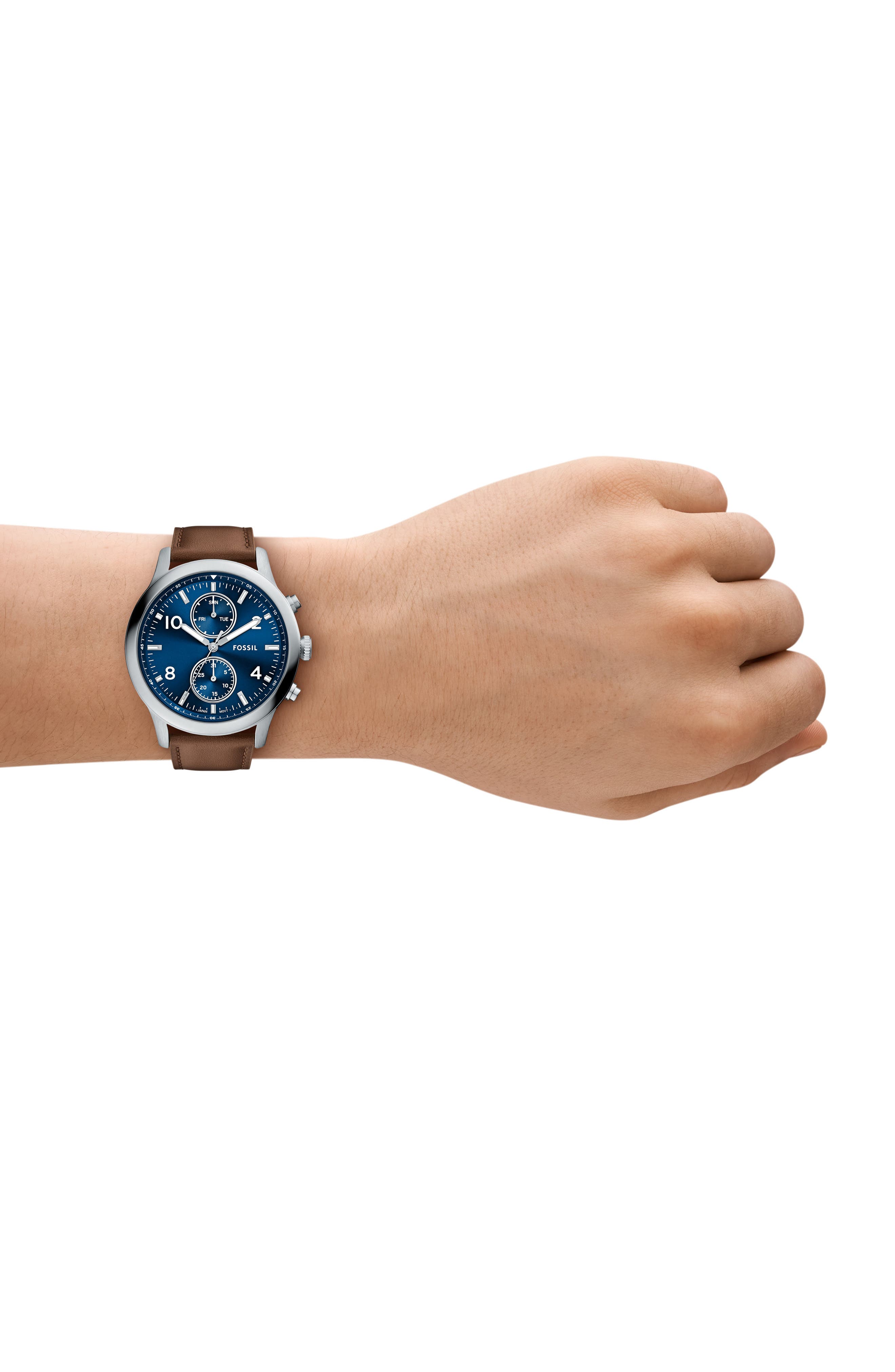 Bennett Multifunction Leather Strap Watch, 45mm (Men) | Nordstromrack