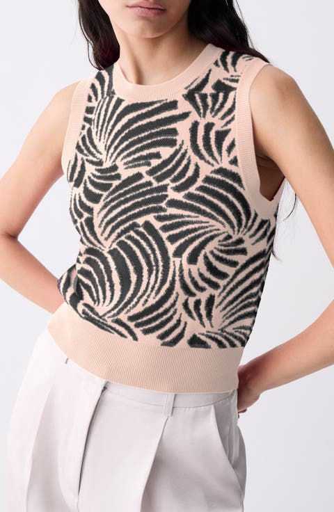 Thyago Abstract Jacquard Sleeveless Sweater