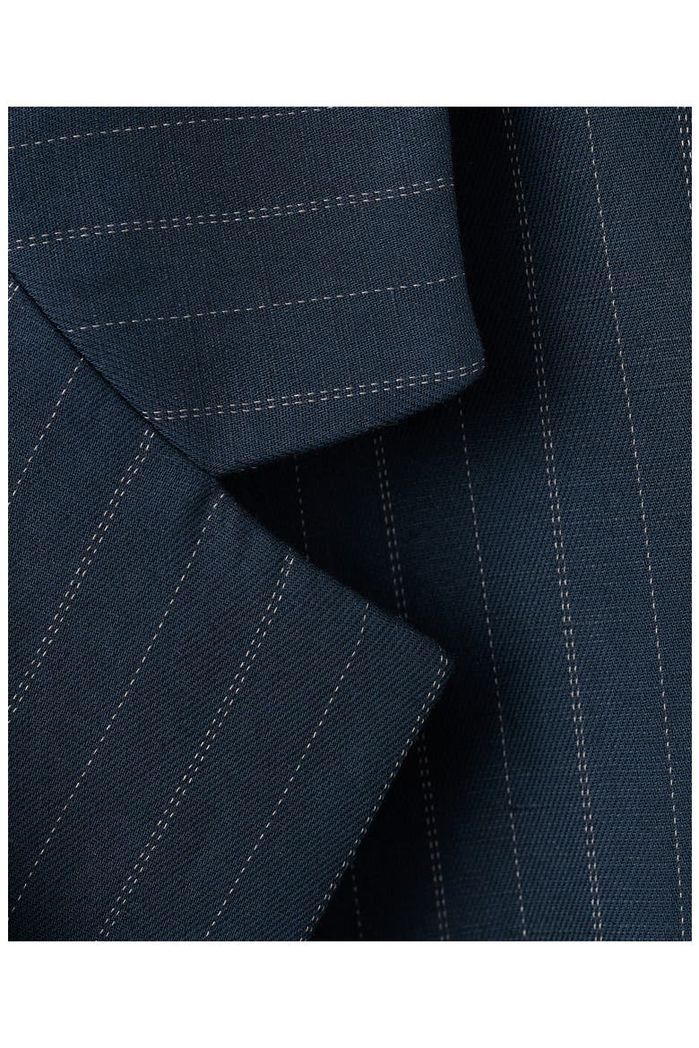 Belted Pinstripe Jacket, Alternate, color, NAVY