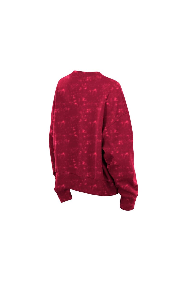 Women's New Era  Wine Cleveland Cavaliers Throwback Collection Mineral Wash Crewneck Sweatshirt, Alternate, color, Wine