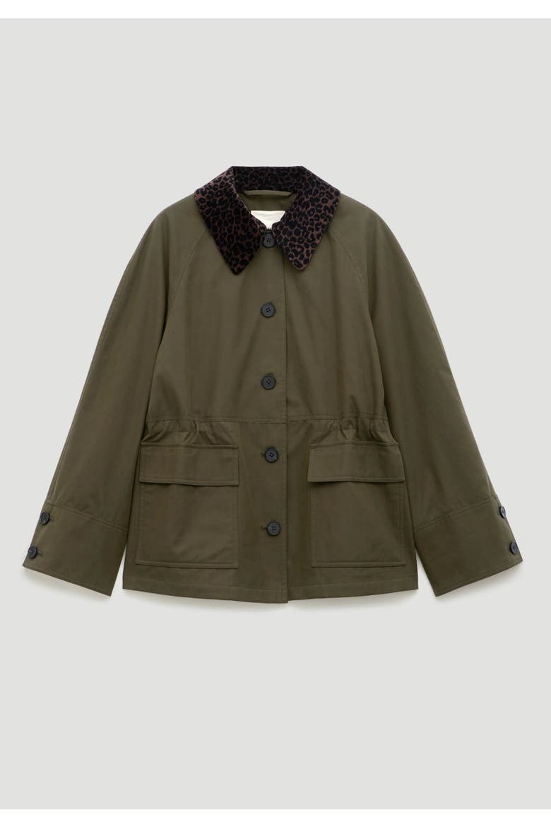 Leopard Collar Barn Jacket, Alternate, color, Khaki Green