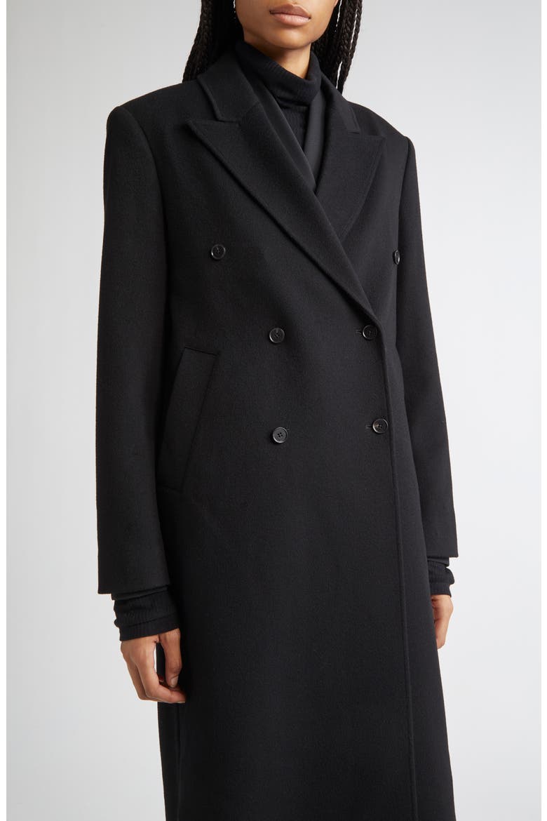 Rosco Double Breasted Wool & Cashmere Coat, Alternate, color, BLACK